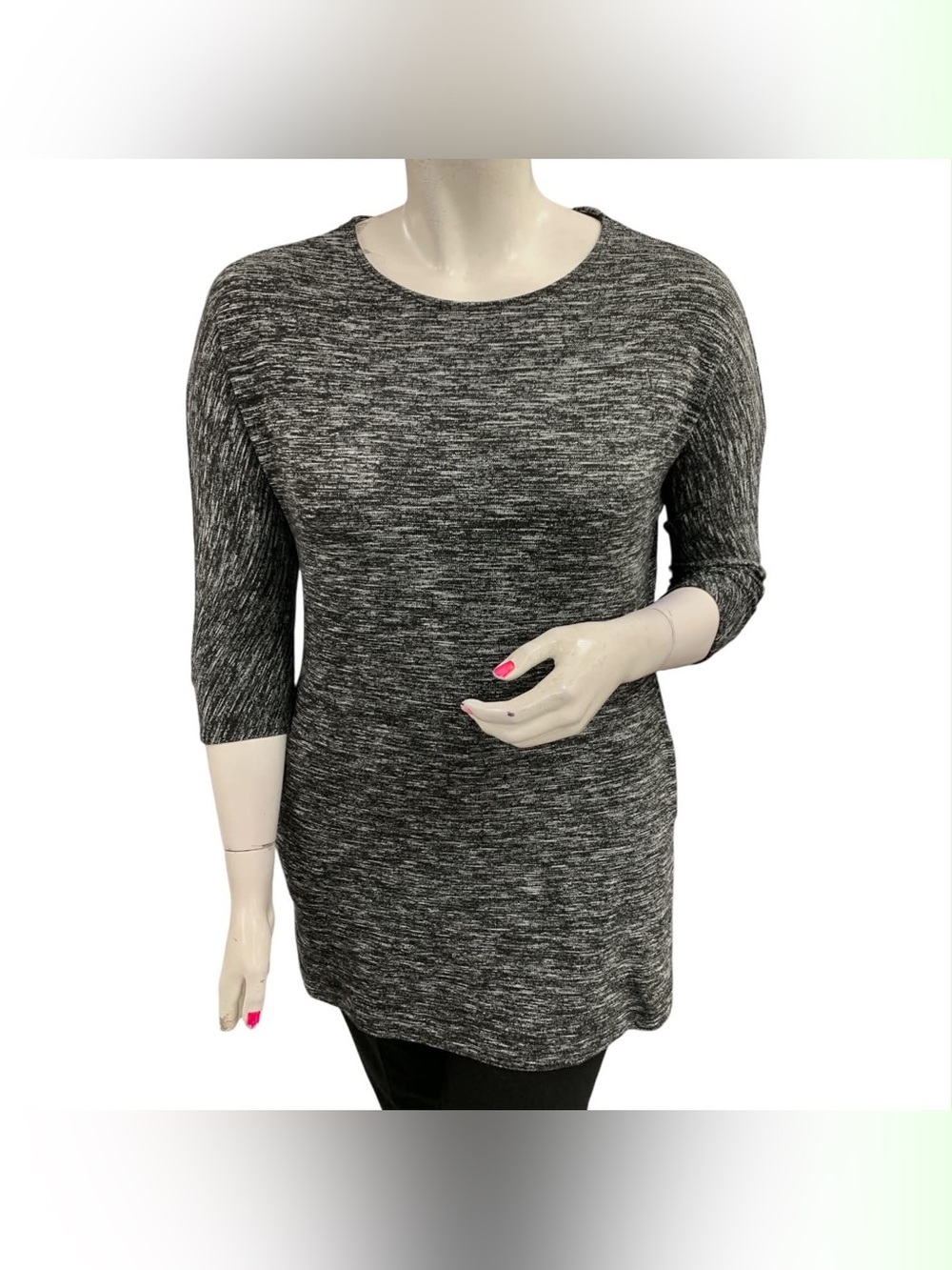 Shannon Passero Heathered Gray Knit Tunic Top - Casual Scoop Neck Size XL